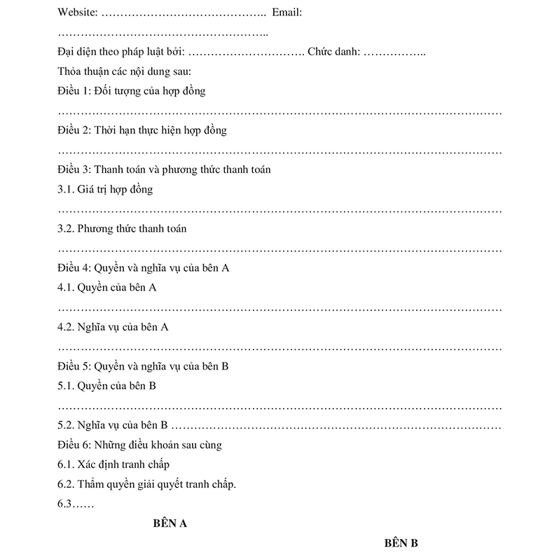 Nội dung của hợp đồng điện tử