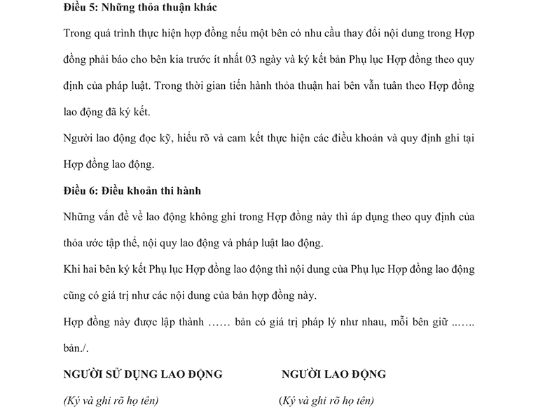 Nội dung của Hợp đồng điện tử