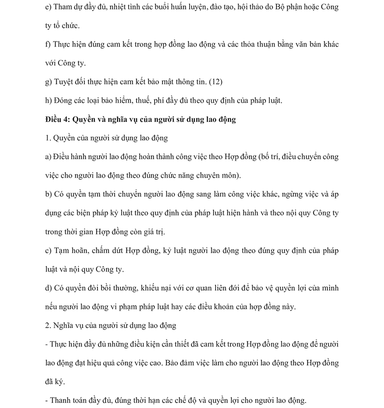 Nội dung của Hợp đồng điện tử