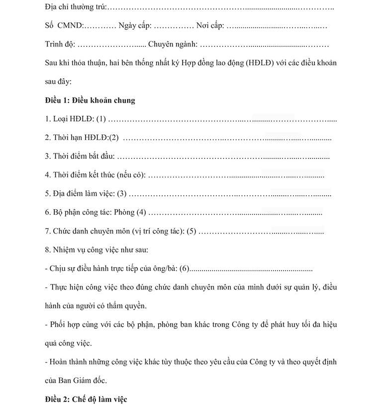 Nội dung của Hợp đồng điện tử